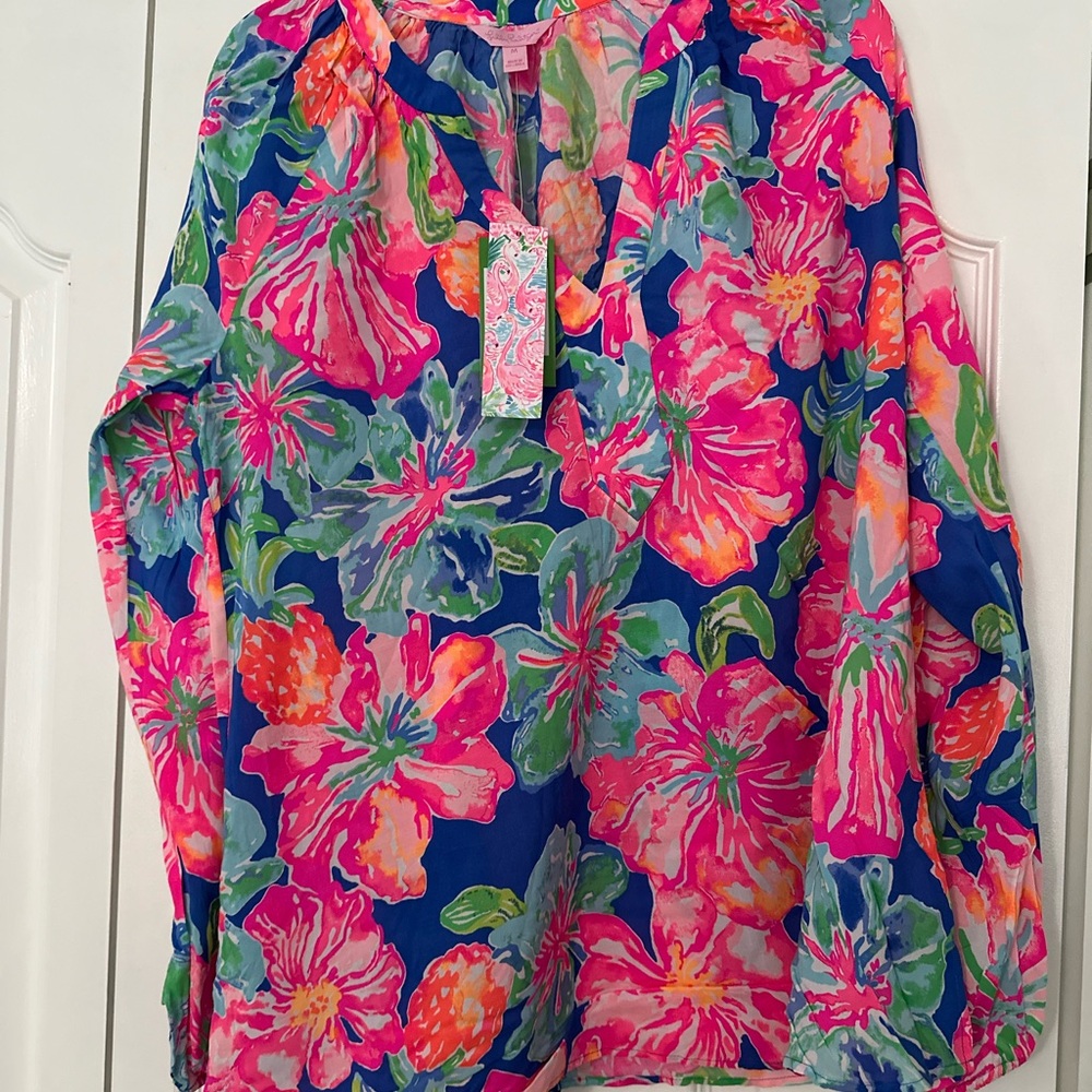 Lilly Pulitzer nwt beckon blue jungle utopia Martinique top M